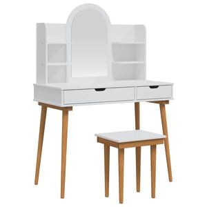 vidaXL Sminkasztal K&eacute;szlet FAUSKE 5 pcs Feh&eacute;r 100 x 50 x 143 cm