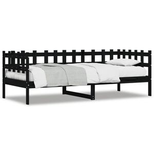 vidaXL fekete t&ouml;m&ouml;r fenyőfa kanap&eacute;&aacute;gy 80 x 200 cm