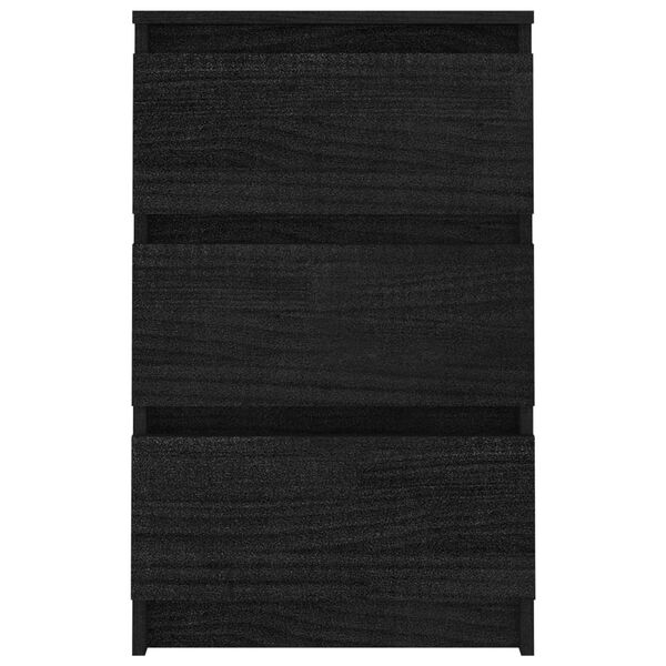 vidaXL 2 db fekete tömör fenyőfa éjjeliszekrény 40 x 29,5 x 64 cm