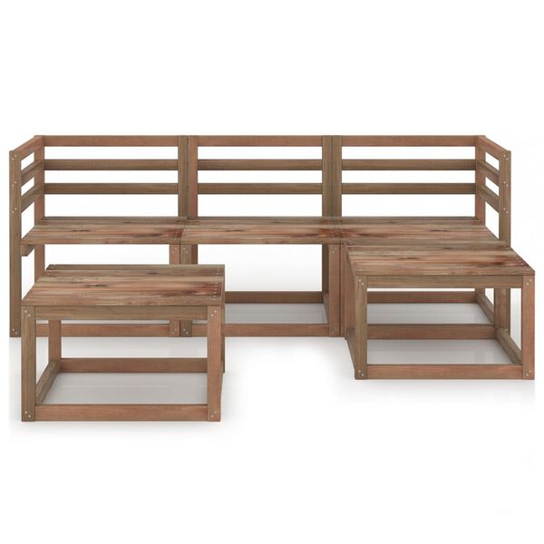 vidaXL 5 r&eacute;szes barna impregn&aacute;lt fenyőfa kerti &uuml;lőgarnit&uacute;ra