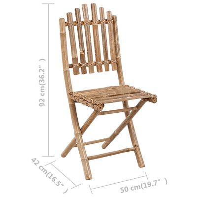 vidaXL 2 db összecsukható bambusz kerti szék párnával