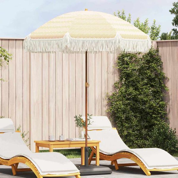 vidaXL Tengerparti napernyő S&aacute;rga &eacute;s Feh&eacute;r 160 x 160 x 196 cm