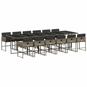 vidaXL 13 r&eacute;szes sz&uuml;rke polyrattan kerti &uuml;lőgarnit&uacute;ra p&aacute;rn&aacute;kkal