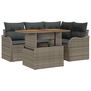 vidaXL Kerti Kanap&eacute; Szett t&aacute;rol&oacute;val 5 pcs Sz&uuml;rke Poli rattan