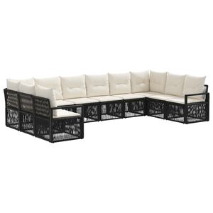 vidaXL Kerti Kanap&eacute; Szett 10 pcs Fekete polirattan