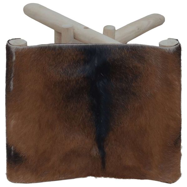 vidaXL kecskebőr és tömör tíkfa összecsukható szék