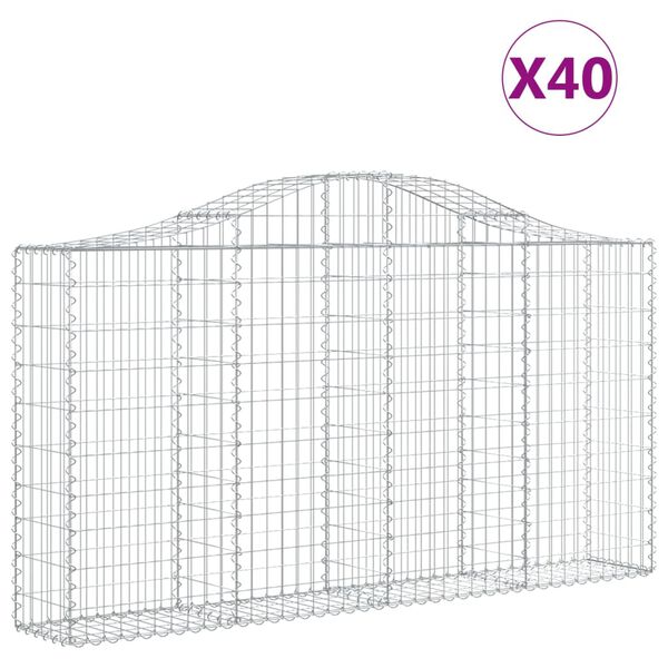 vidaXL 40 db &iacute;ves horganyzott vas gabion kos&aacute;r 200x30x100/120 cm