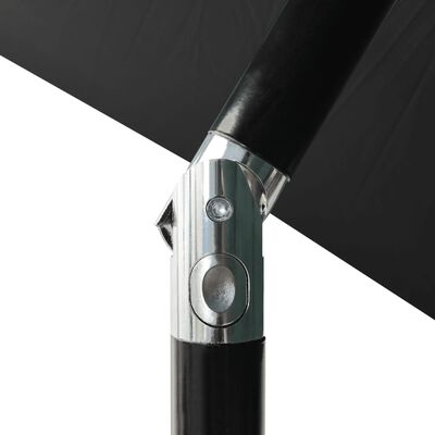 vidaXL fekete napernyő LED-ekkel és acélrúddal 2 x 3 m