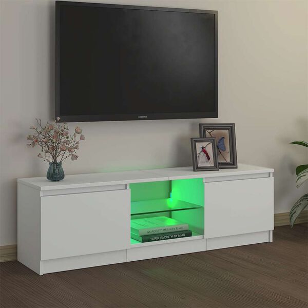 vidaXL feh&eacute;r TV-szekr&eacute;ny LED l&aacute;mp&aacute;kkal 120 x 30 x 36 cm