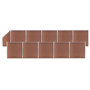 vidaXL 10 n&eacute;gysz&ouml;gletes &eacute;s 1 ferde barna WPC ker&iacute;t&eacute;selem 1830 x 186 cm
