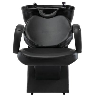 vidaXL fekete műbőr fejmosó szék mosdókagylóval