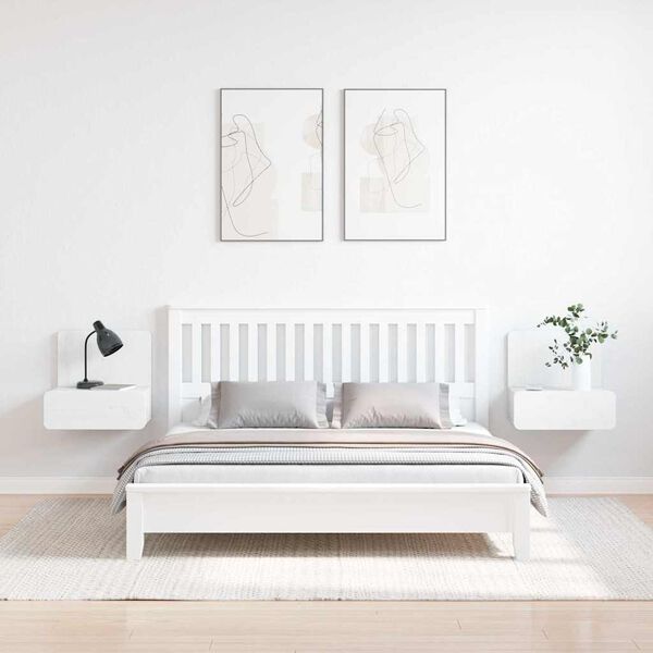 vidaXL &Eacute;jjeli asztal 2 pcs Feh&eacute;r 44 x 32,5 x 40 cm T&ouml;m&ouml;r fenyőfa