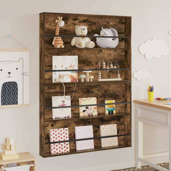 vidaXL Magazin &aacute;llv&aacute;ny 2 pcs F&uuml;st&ouml;lt t&ouml;lgy 100 x 12 x 70 cm Faanyag