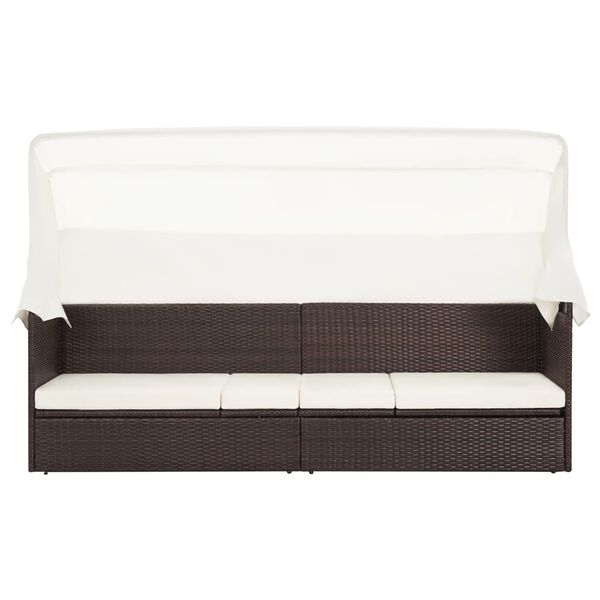 vidaXL barna polyrattan kerti kanap&eacute; napellenzővel