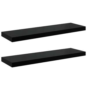 vidaXL 2 db magasf&eacute;nyű fekete MDF lebegő fali polc 80 x 23,5 x 3,8 cm