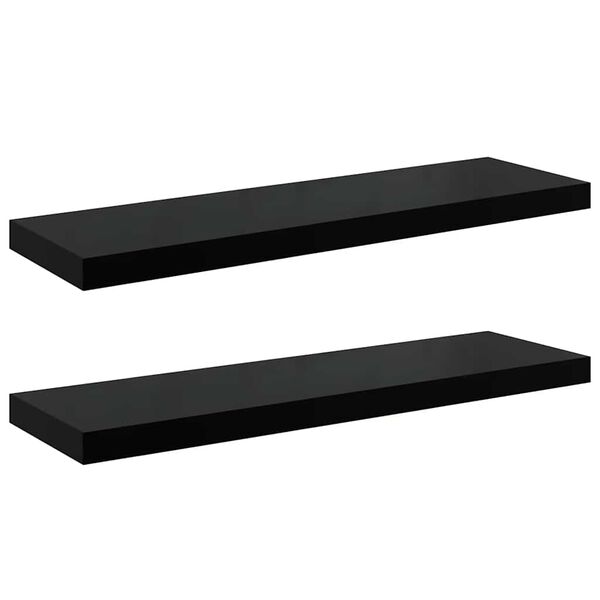 vidaXL 2 db magasf&eacute;nyű fekete MDF lebegő fali polc 80 x 23,5 x 3,8 cm
