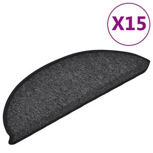 vidaXL L&eacute;pcsőszőnyegek 15 db 56 x 17 x 3 cm Non-Slip Antracitsz&uuml;rke