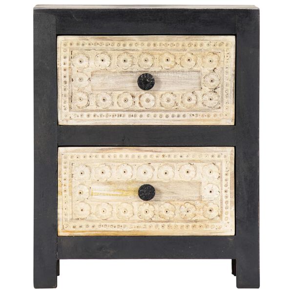 vidaXL szürke kézzel faragott tömör mangófa éjjeliszekrény 40x30x50 cm