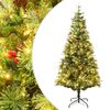 vidaXL z&ouml;ld PVC &eacute;s PE megvil&aacute;g&iacute;tott kar&aacute;csonyfa fenyőtobozzal 120 cm