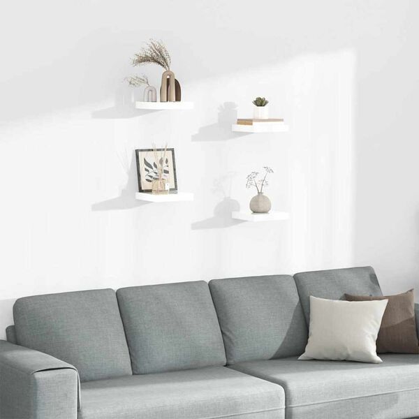 vidaXL 4 db magasf&eacute;nyű feh&eacute;r MDF lebegő fali polc 23 x 23,5 x 3,8 cm