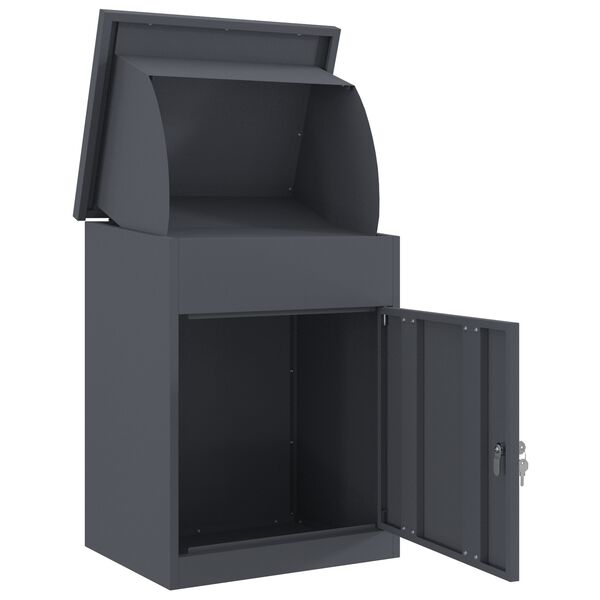 vidaXL Csomagz&aacute;r&oacute; doboz t&aacute;rol&oacute;val Antracit 47.5 x 38 x 59 cm Ac&eacute;l