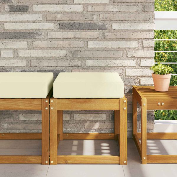 vidaXL K&uuml;lt&eacute;ri &uuml;lőp&aacute;rna Kr&eacute;m 40 x 40 x 8 cm 100% poli&eacute;szter