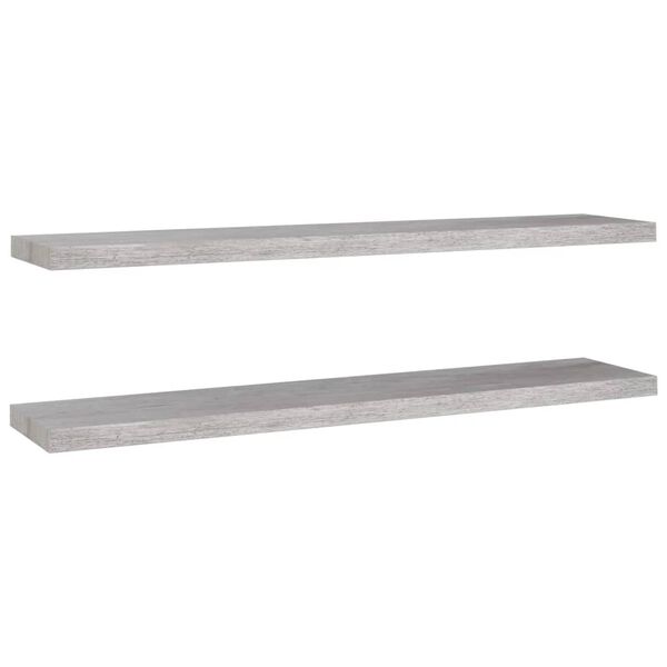 vidaXL 2 db betonszürke MDF lebegő fali polc 120 x 23,5 x 3,8 cm