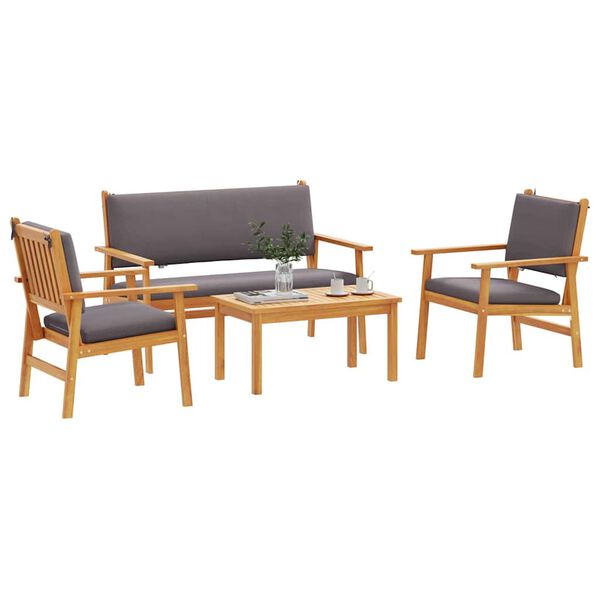 vidaXL Kerti Kanap&eacute; Szett 4 pcs Barna 120 x 65,5 x 79 cm T&ouml;m&ouml;r Ak&aacute;cfa