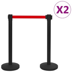 vidaXL 4 db fekete vas elv&aacute;laszt&oacute; tart&oacute;oszlop sz&iacute;jjal