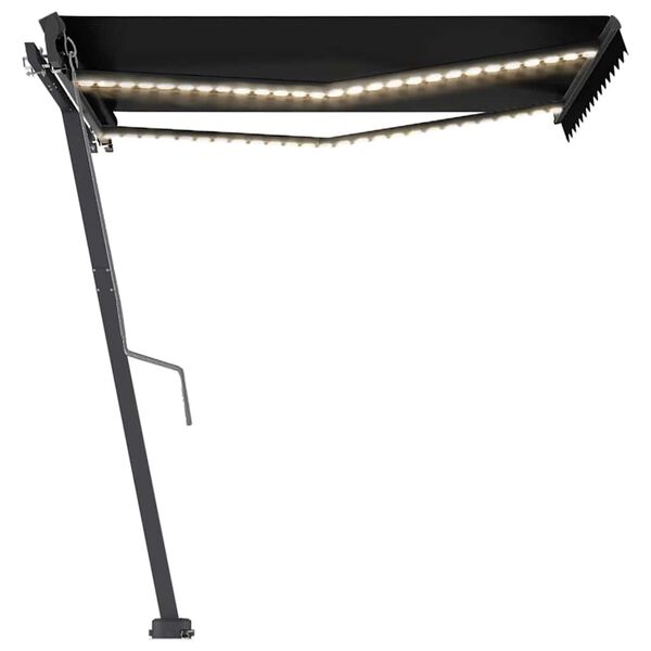 vidaXL antracitsz&uuml;rke sz&eacute;l&eacute;rz&eacute;kelős &eacute;s LED-es napellenző 350 x 250 cm