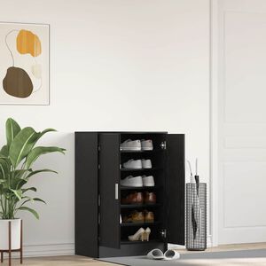 vidaXL fekete t&ouml;lgy szerelt fa cipőszekr&eacute;ny 60x35x92 cm