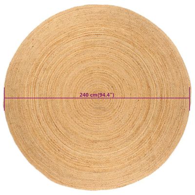 vidaXL kör alakú fonott juta szőnyeg 240 cm
