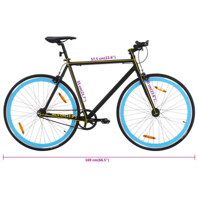 vidaXL fekete és kék örökhajtós kerékpár 700c 55 cm