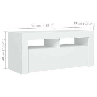 vidaXL fehér TV-szekrény LED-lámpákkal 90 x 35 x 40 cm