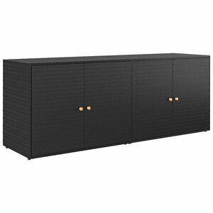 vidaXL fekete polyrattan kerti t&aacute;rol&oacute;szekr&eacute;ny 198 x 55,5 x 80 cm