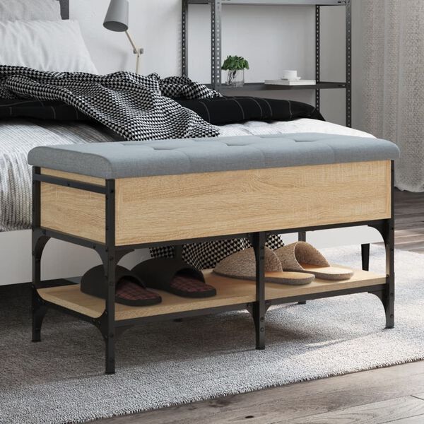 vidaXL sonoma t&ouml;lgy sz&iacute;nű szerelt fa cipőt&aacute;rol&oacute; pad 82 x 42 x 45 cm