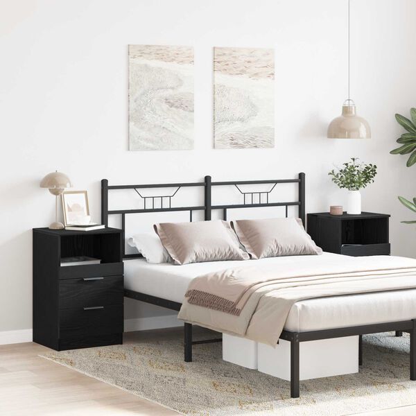 vidaXL &Eacute;jjeliszekr&eacute;ny 2 pcs Fekete t&ouml;lgy 40 x 35 x 65 cm Faanyag