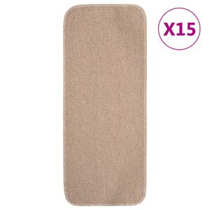 vidaXL 15 db b&eacute;zs n&eacute;gysz&ouml;gű cs&uacute;sz&aacute;smentes l&eacute;pcsőszőnyeg 60 x 25 cm