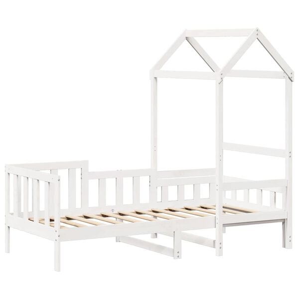 vidaXL feh&eacute;r t&ouml;m&ouml;r fenyőfa kanap&eacute;&aacute;gy tetővel 80 x 200 cm