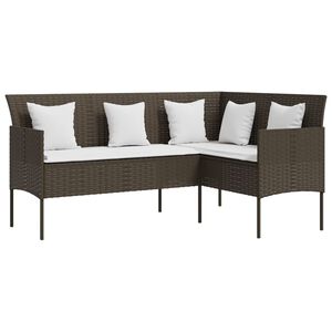 vidaXL barna polyrattan L-alak&uacute; kanap&eacute; p&aacute;rn&aacute;val