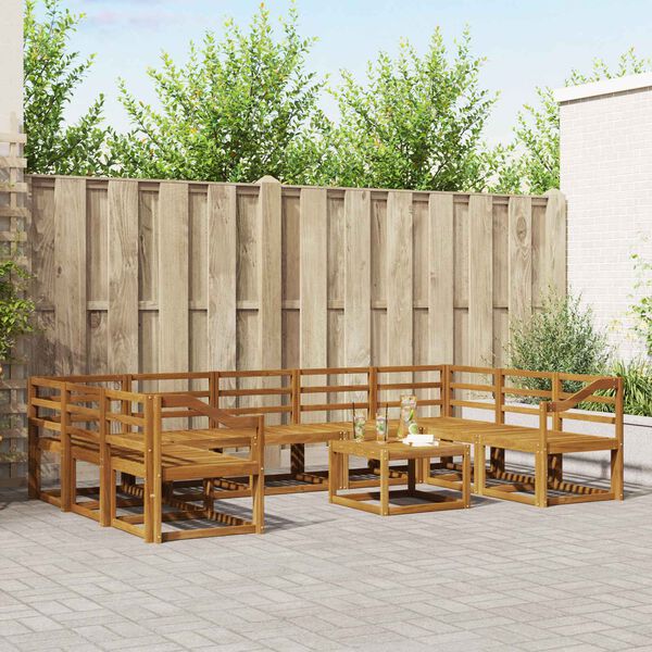 vidaXL K&uuml;lt&eacute;ri kanap&eacute; szett 10 pcs Term&eacute;szetes T&ouml;m&ouml;r Ak&aacute;cfa