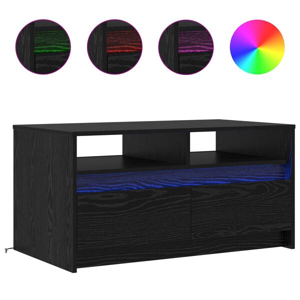 vidaXL Doh&aacute;nyz&oacute;asztal fi&oacute;kkal Fekete t&ouml;lgy 90 x 50 x 45 cm Faanyag