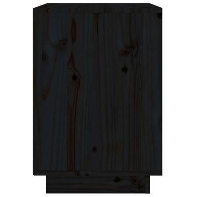 vidaXL fekete tömör fenyőfa éjjeliszekrény 40 x 35 x 50 cm