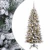vidaXL Műkar&aacute;csonyfa g&ouml;mbbel 150 cm 150 LED Meleg feh&eacute;r PVC &eacute;s PE