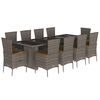 vidaXL 11 r&eacute;szes sz&uuml;rke polyrattan kerti &uuml;lőgarnit&uacute;ra p&aacute;rn&aacute;kkal