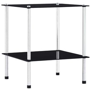 vidaXL 2 szintes fekete edzett &uuml;veg polc 40 x 40 x 47 cm