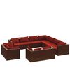 vidaXL 11 r&eacute;szes barna polyrattan kerti &uuml;lőgarnit&uacute;ra p&aacute;rn&aacute;kkal