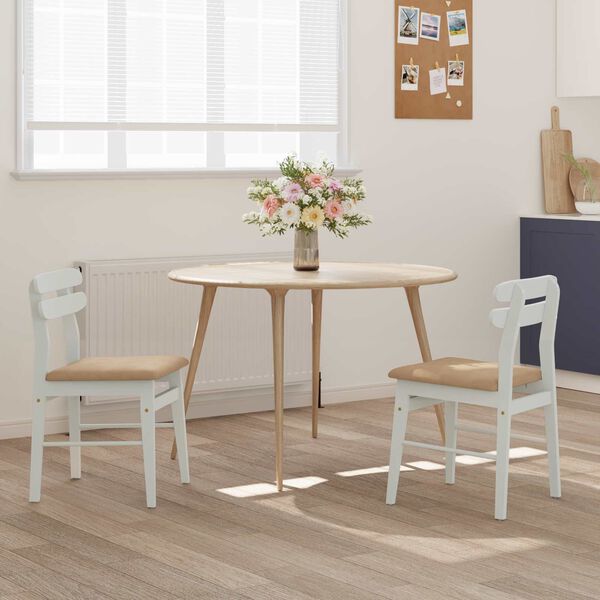 vidaXL &Eacute;tkezősz&eacute;k 2 pcs Feh&eacute;r &eacute;s barna T&ouml;m&ouml;r Gumi Fa