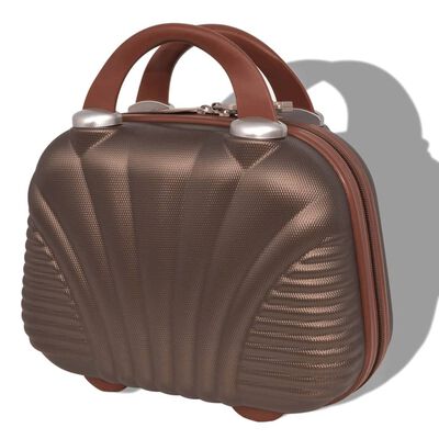 vidaXL 4 darabos, kávészínű, kemény fedeles, görgős bőrönd szett