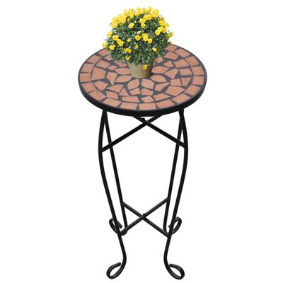 Terrakotta mozaik kisasztal növénytartó asztal